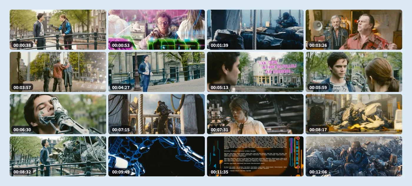 A video represented by a contact sheet in ShotMap